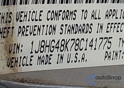 2008 Jeep Commander Sport из США, поврежденный, VIN 1J8HG48K78C141775